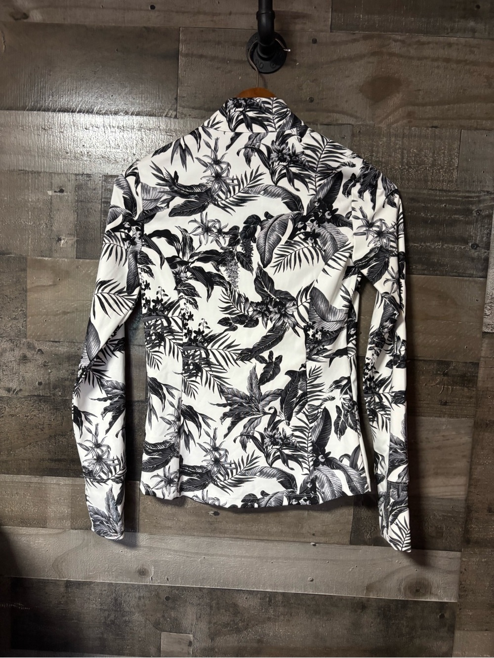 Tommy Bahama White and Black Tropical Quarter-Zip Active Top w/ Front Pockets XS - Picture 6 of 8